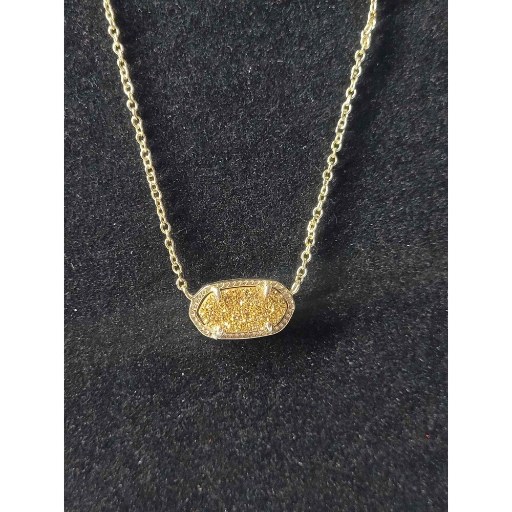 Kendra Scott Elisa Pendant Necklace Rose Gold Drusy 16"
